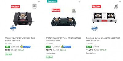 Khaitan Gas Stoves up to 72% Off