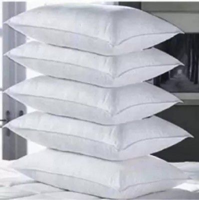 KHUKU Polyester Fibre Solid Sleeping Pillow Pack of 5  (White)