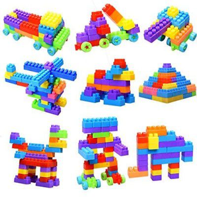 KHUSH Unbreakable New Building Block Set for 3-8 Years Old Kids Boys & Girls,50+ Piece ( Random Color Building Block Toys )