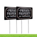 Kichwit Private Property No Trespassing Sign, Aluminum, 11.8" x 7.9", 14" Metal Stakes Included (2)...