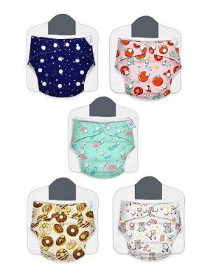 Kidbea Premium Adjustable Baby Cloth Diaper for 5Kg-17Kg (0 to 3 Years) | Washable & Reusable | Breathable & Skin-Friendly| Pack of 5