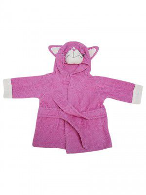 Kiddery Bella | Premium Ultra Soft Baby Bathrobe | Bath Towel for New born baby | Hooded Blanket Wrapper | Girl | 0-12m | Pink