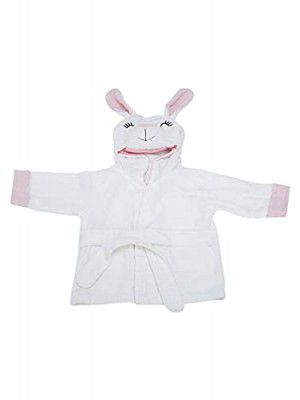 Kiddery Bunzy | Bath Towel for New born baby | Hooded Blanket Wrapper | Cotton | Cute Rabbit Design| | Girl | 0-12m | White + Pink