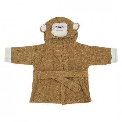 Kiddery Chim Chim | Premium Ultra Soft Baby Bathrobe | Bath Towel for New born baby | Hooded Blanket Wrapper | Cotton | Cute Monkey Design| | Boy | 0-12m | Brown