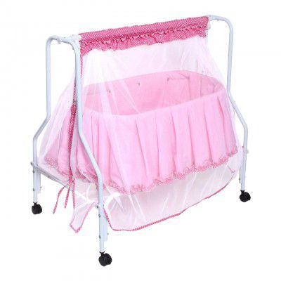 Kiddery Lyra | Baby Cradle | New Improved Mattress Design | Mosquito Protection Net