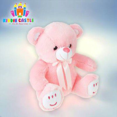 Kiddie Castle Sitting Teddy 32cm With Ribbon Bow - 32 cm  (Pink)