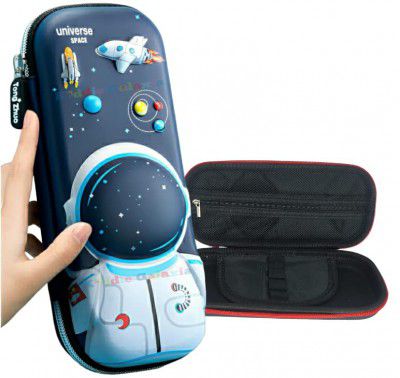 Kiddie Galaxia Astronaut 3D Pencil Case with Compartments, Pencil Pouch for Kids, Pencil Box for Kids, School Supply Organizer for Students, Stationery Box Pouch (1 Unit)