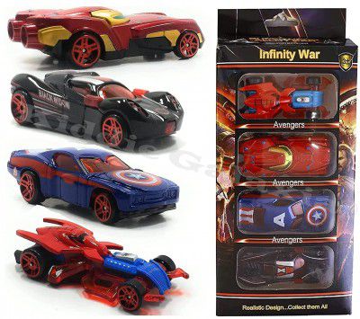 Kiddie Galaxia Mini Metal Car for Kids, Avenger Car Pack of 4 Mini Racers Derby Racers Series Diecast