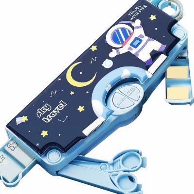 Kiddie Galaxia® Space Theme Pencil Box for Kids, Space Pencil Box for Boys, Kids Pencil Box for Boys & Girls, Pencil Box for Boys, Space Theme Return Gifts for Kids (With Accessories)