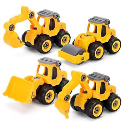 Kiddie Kingdom Build & Roll – Foldable Excavator Toy Construction Vehicles Set of 4 