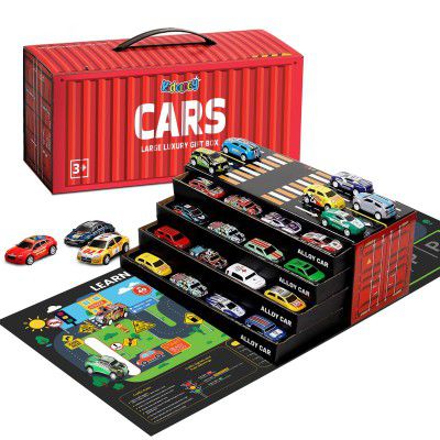 Kidology 48-Piece Pull Back Car Set, Racing & Toy Vehicles 