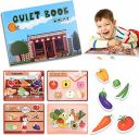 Kidology Montessori Quiet Book for Toddlers, Busy Cloth Book to Develop Learning Skills for Toddlers, Preschool Educational Activity Sensory Book Interactive for Kids (Fruit & Vegetable)...