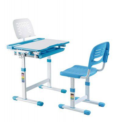 KIDOMATE Kids Auto Height Adjustable and Tiltable/Partitioned Desk and Chair Set with Cup Holder, Book Stand (for 3-14 Years)