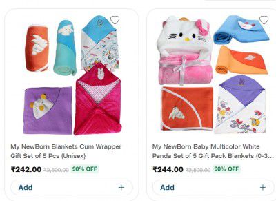 Kids Blanket & Wrapper Set @ 90% Off from ₹242 