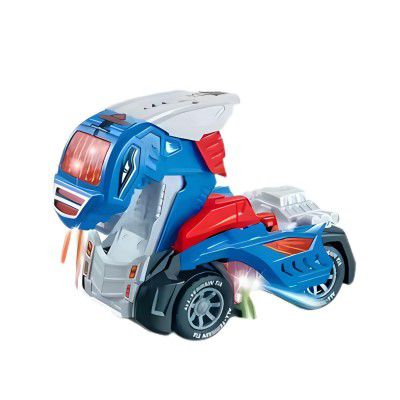 Kids Mandi 2-in-1 Dinosaur Robot Car | Transforming Brachiosaurus Toy with LED Lights & Roaring Sounds | Push & Go Action Toy for Kids (Multicolour)