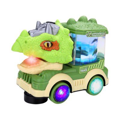 Kids Mandi Dinosaur Car Toy with Light and Spray Function | Obstacle-avoiding Triceratops Vehicle | Gift for Boys Girls 2-5 Years