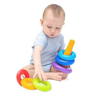 Kids Mandi Smiley Stacking Toys Coloring Teddy Bear Face Rings for Kids 7 Ring Multi Color, 
