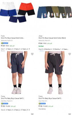 Kids Shorts Combo Upto 87% Off