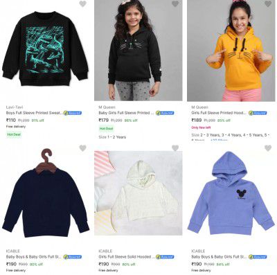 Kids Sweatshirts Starts at Rs 110