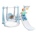 KIDS WONDER Kids Slide and Swing with Basketball Hoop for Toddlers Playing Climber Sliding Playset Indoor & Outdoor Playground Play Set (Blue)...