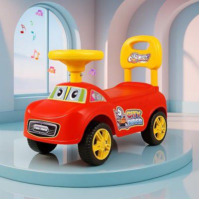 Kidsmate City Rider Musical Ride-On Car for Kids 1.5+ Years - Red/Yellow