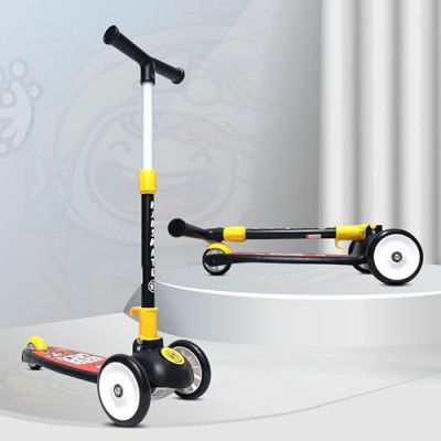 Kidsmate Leo Kick Scooter for Kids, 4 Adjustable Height Scooter, Foldable & Attractive PVC Wheels for Kids Age Upto 3+ Years (40 KG)