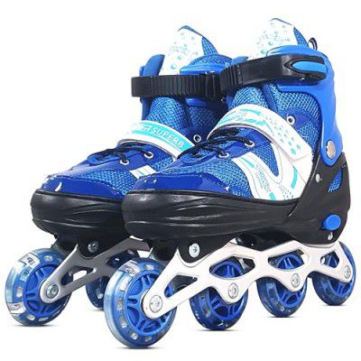 Kidsmate SpeedPro Inline Skates for Kids | 4 Wheels Skating Shoes with LED Flash Light | Adjustable Roller Skates Shoes for Boys & Girls Ages 6-12