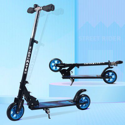 Kidsmate Street Rider Metal Kick Scooter for Kids of Ages 6-13 Years | 2 Wheel Scooter,3 Adjustable Height Option | Max User Weight 50kg - (Blue)