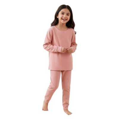KidsThermal Set | Soft Cotton Blend Full Sleeves Top & Bottom Nightwear | Warm Innerwear Suit for Boys & Girls in Multicolour