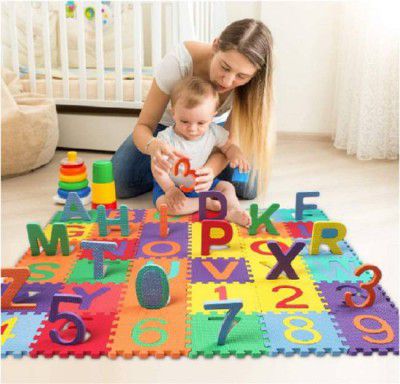 Kidzfun 36 Pieces of Learning Alphabets Mats for Kids/Brain Developing Educational Interlocking Puzzle/Alphabet & Numbers Puzzle Foam Mat for Kids