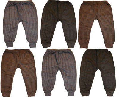 KIFAYATI BAZAR Kids Baby Boys and Girls Woollen Winter Body Warmer Striped Thermal Pyjama Bottom Pack of 6