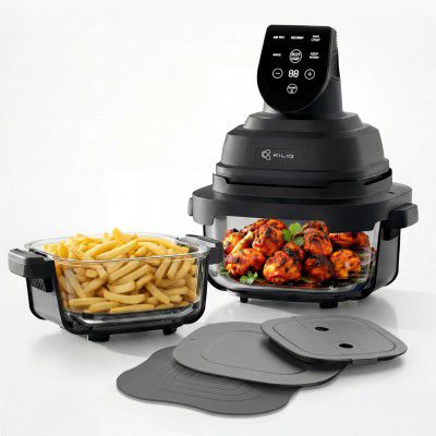 Kilig Iris Plus Airfryer | Dual Toxin-Free Glass Containers (4L + 1.5L) | 5 Smart Modes | 1500W 