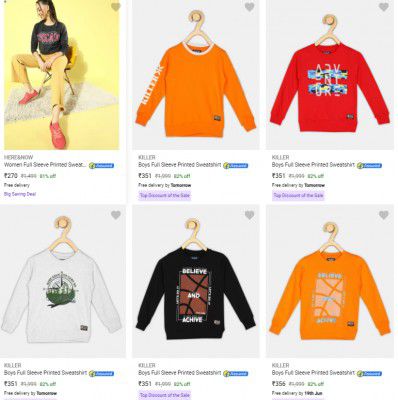 KILLER, GAP, AND, HRX Winter Wear Clothing Minimum 70% Off from Rs.270