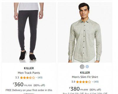 Killer Men's Clothing at Minimum 80% off