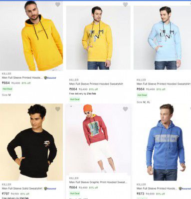 Killer Mens Sweatshirts Starts at Rs 684 | Upto 81% OFF
