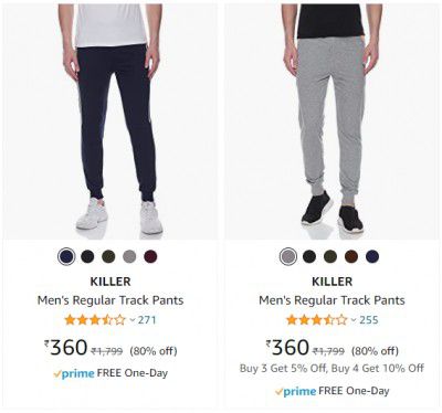 KILLER Men's Track Pants upto 80% off