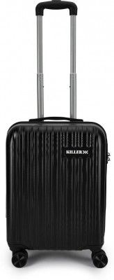 KILLER Small Cabin Suitcase (53 cm) 8 Wheels - Classic Light-Weight & Durable Polycarbonate Black Hard Luggage - Black