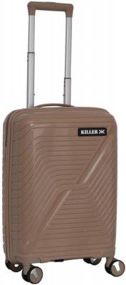 KILLER Small Cabin Suitcase (55 cm) 4 Wheels - Hard Sided 4 Wheel Spinners, Expandable Travel & Luggage Bags Trolley - Khaki