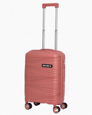 KILLER Small Cabin Suitcase (55 cm) 4 Wheels - Hard Sided Spinners, Expandable Travel & Luggage Bags Trolley Bag - Pink