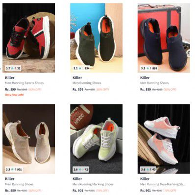 Upto 87% off Killer Sports Shoes starting from Rs.519