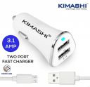 Kimashi KIM312U-A Dual USB Port Car Charger with Micro USB Data Cable (White)...