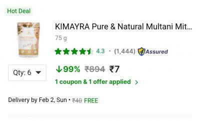 KIMAYRA Pure & Natural Multani Mitti Powder| Bentonite Clay | Great For Hair, Face, Skin  (75 g)