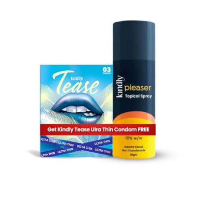 Kindly Pleaser Delay/Topical Spray 20 Gm | With Free Pack of 3 UltraThin Condoms
