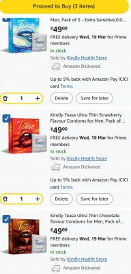 Kindly Tease Ultra Thin Chocolate flavour Condoms for Men, Pack of 3 - Extra Sensitive,0.05 MM Thin 