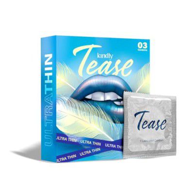Kindly Tease Ultra Thin Condoms for Men, Pack of 3 - Extra Sensitive,0.05 MM Thin