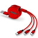 King Shine Multi Retractable 3.0A Fast Charger Cord, Multiple Charging Cable 4Ft/1.2m 3-in-1 USB Charge Cord Compatible with Phone/Type C/Micro USB for All Android and iOS Smartphones (Random Colour)...