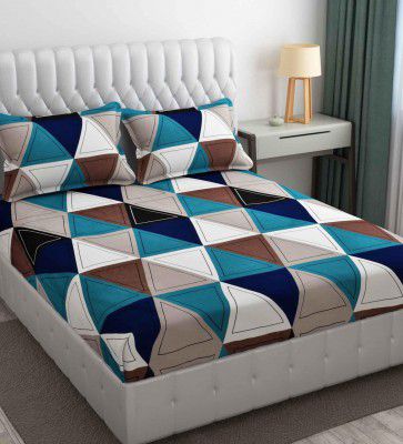 King Size Fitted Bedsheet With 2 Pillow Covers 220 TC Microfiber 