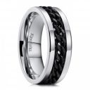 King Will Black/Blue Stainless Steel 8mm Rings for Men Center Chain Spinner Ring, Size 7-14...