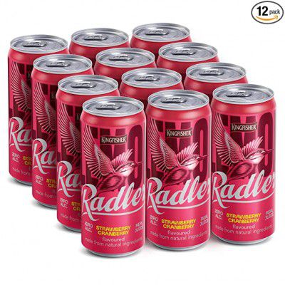 Kingfisher Radler - Strawberry Cranberry - Non-Alcoholic Malt Drink , Pack of 12 x 300 ml Can