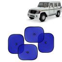 KINGSWAY Car Window Curtain Sticky Sun Shades Compatible with Mahindra Bolero, (Year 2000-2019), Universal Fit Sunshades for Side Window, Rear Window, Blue Color, 4 Pieces...